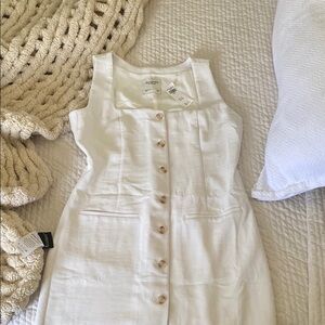 Abercrombie & Fitch Cream Buttoned Sheath Dress